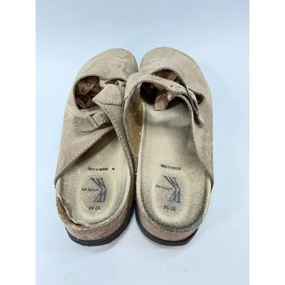 White Mountain Italy Leather Clogs Mules Beige Women’s Size 10M Comfort